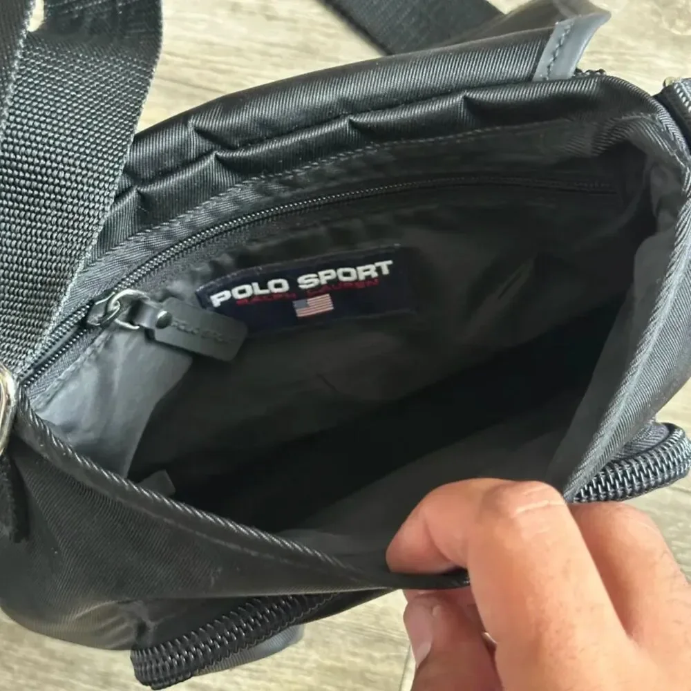 Vintage Polo Sport Ralph Lauren Black Shoulder Messenger Bag